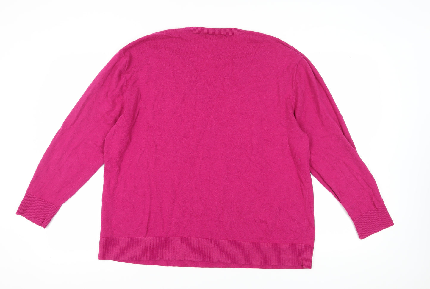 Ava & Viv Women's Pink V-Neck Pullover Jumper 2XL