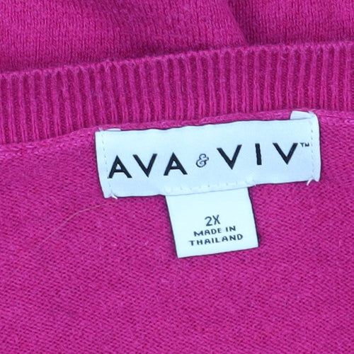 Ava & Viv Women's Pink V-Neck Pullover Jumper 2XL