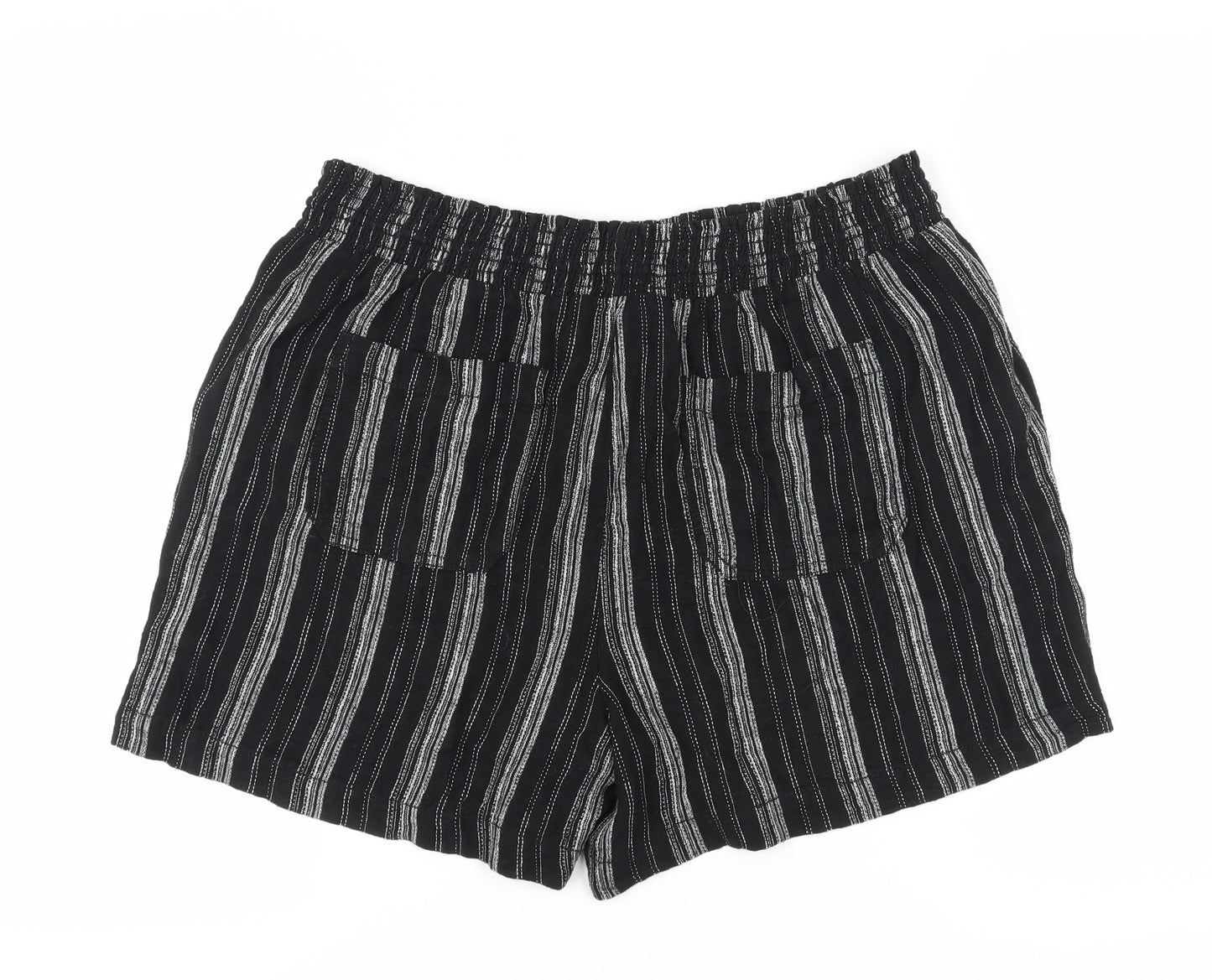 Briggs Women's Black XL Striped Linen Shorts