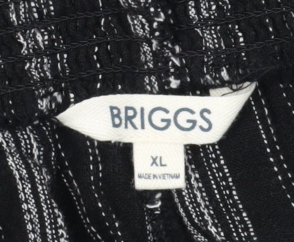 Briggs Women's Black XL Striped Linen Shorts