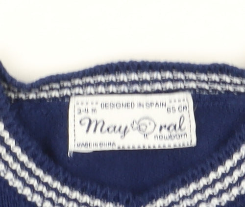 Mayoral Blue Unisex Baby Cardigan 3-6 Months Cotton