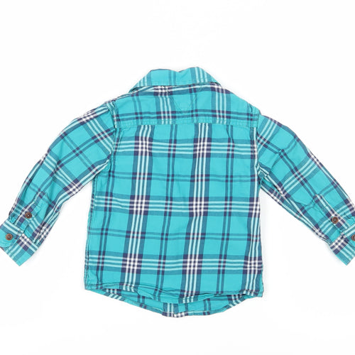 Tommy Hilfiger Boys Blue Plaid Button-Up Shirt 2-3 Years