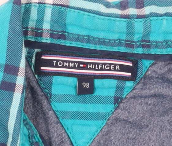 Tommy Hilfiger Boys Blue Plaid Button-Up Shirt 2-3 Years