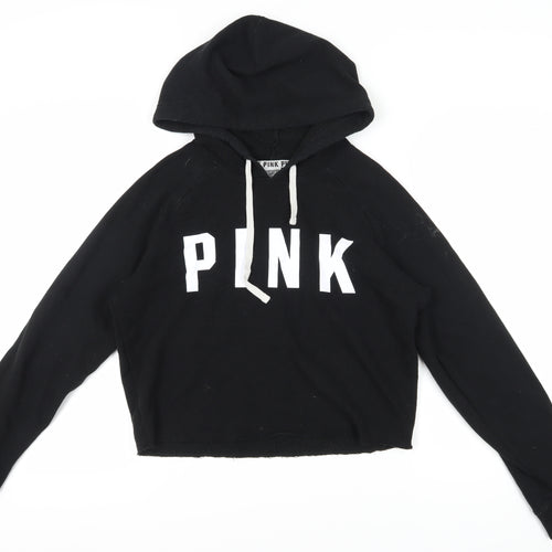 PINK Women's Black Pullover Hoodie M