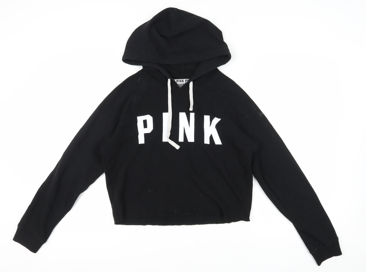 PINK Women's Black Pullover Hoodie M
