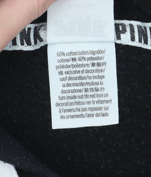 PINK Women's Black Pullover Hoodie M