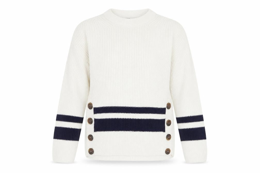 Front view of Marks & Spencer Women's Ivory Striped Pullover S