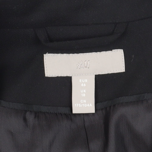 H&M Women's Black Blazer, UK 18, Single Button