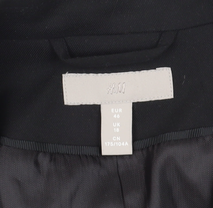 H&M Women's Black Blazer, UK 18, Single Button