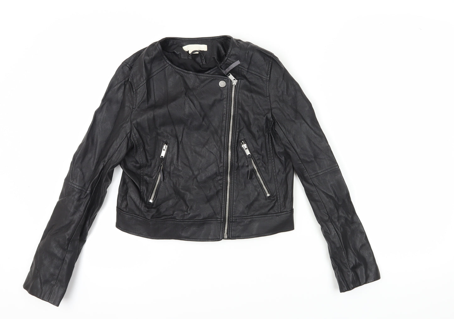 H&M Women's Black Motorcycle Jacket Size 10