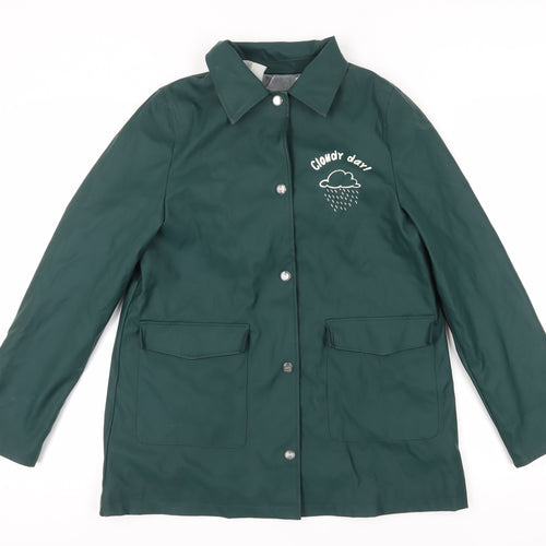 Zara Girls Green Basic Jacket 13-14 Years Collared