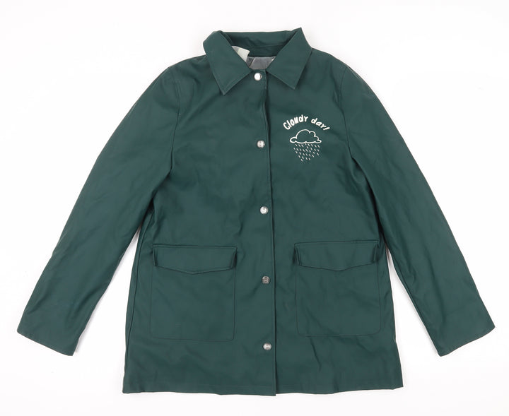 Zara Girls Green Basic Jacket 13-14 Years Collared
