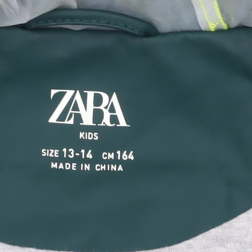 Zara Girls Green Basic Jacket 13-14 Years Collared