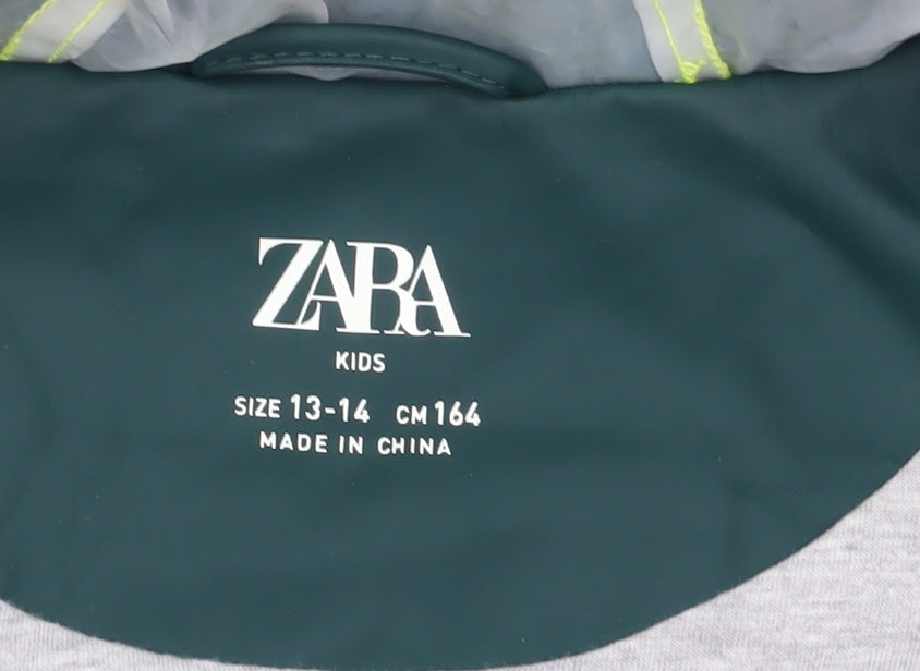 Zara Girls Green Basic Jacket 13-14 Years Collared