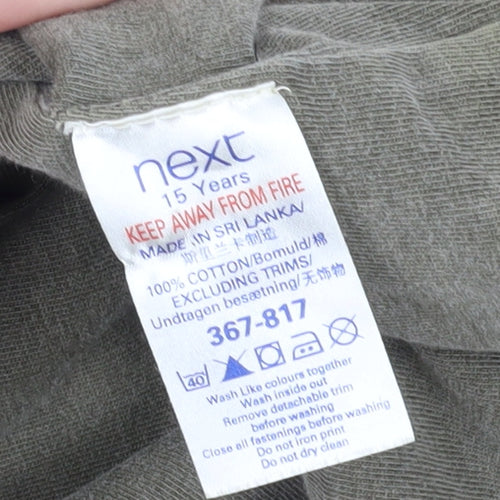 Next Boys Green Hooded Jacket, 15 Years, Cotton, Casual