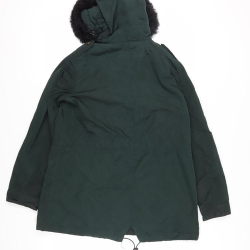 Massimo Dutti Women's Green Parka Coat Size 4