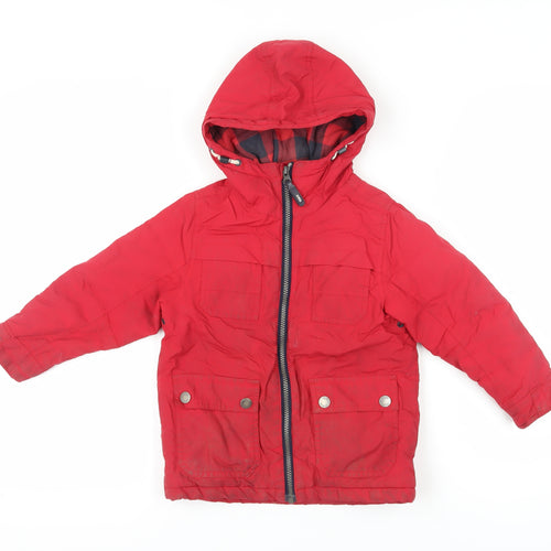 Next Boys Red Hooded Parka Jacket 4 Years