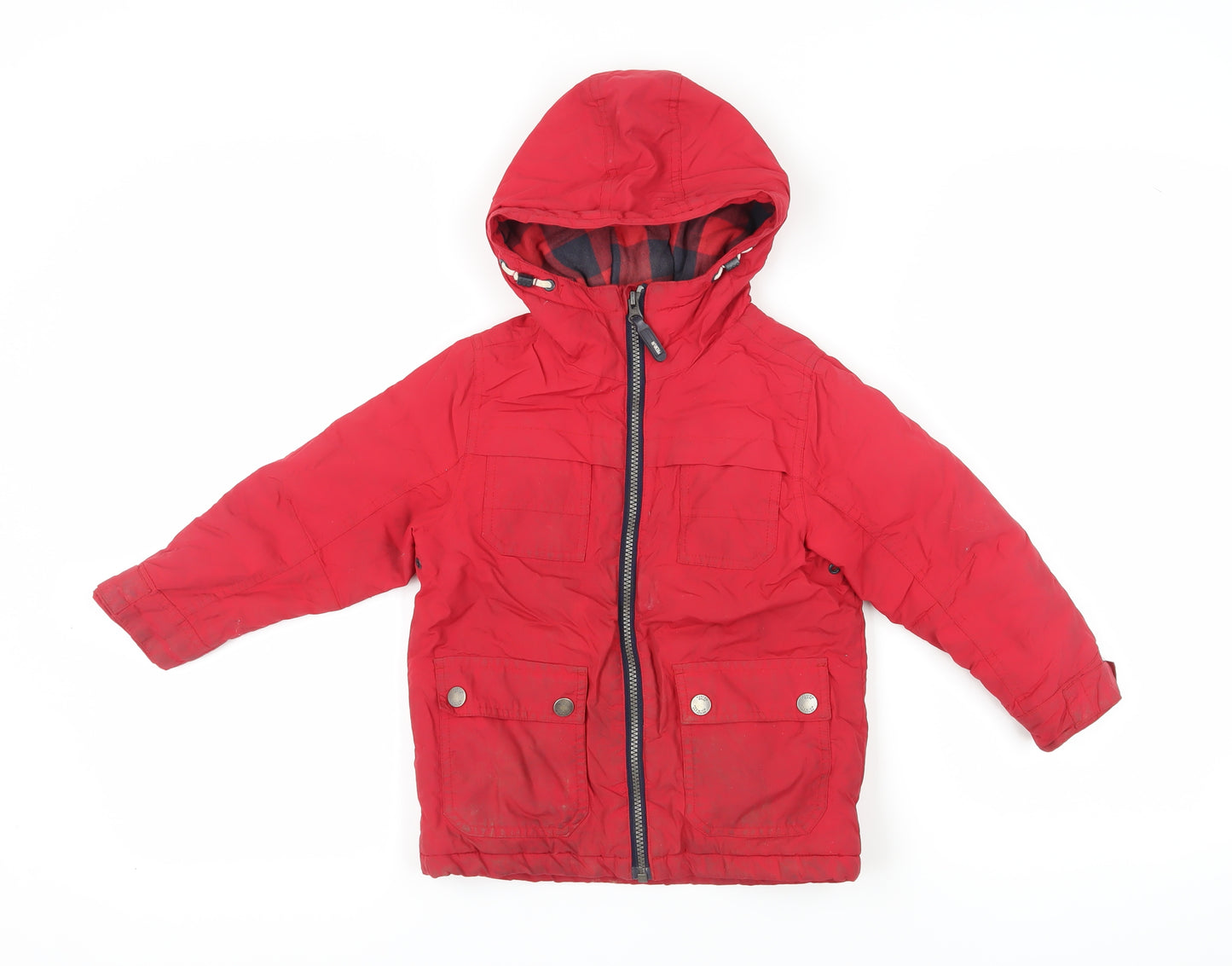 Next Boys Red Hooded Parka Jacket 4 Years