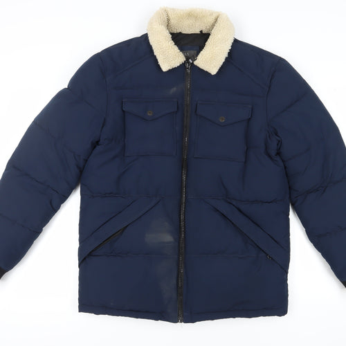 Marks and Spencer Men's Blue Puffer Jacket M