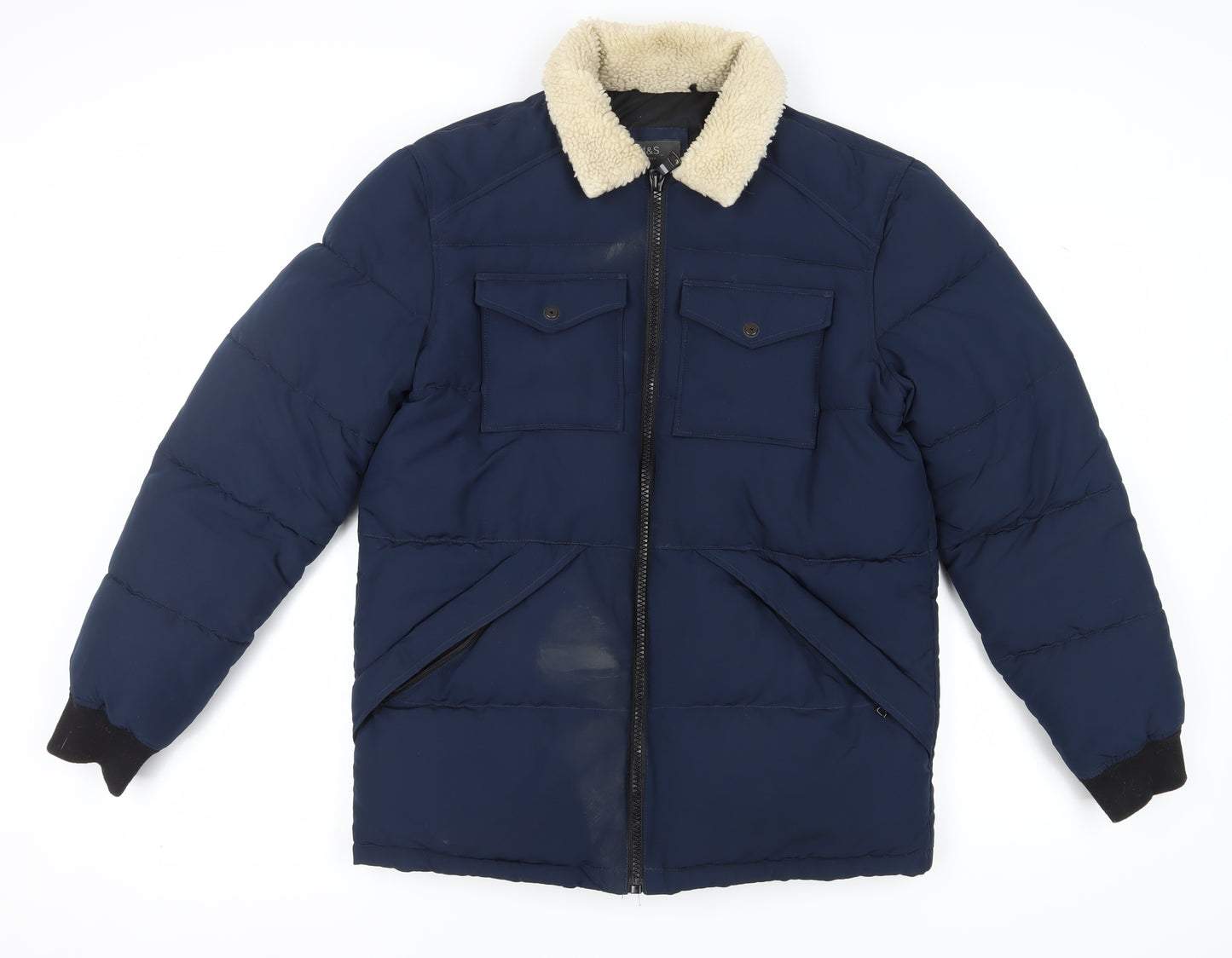 Marks and Spencer Men's Blue Puffer Jacket M