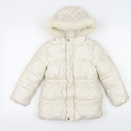 Marks & Spencer Girls White Puffer Jacket 7 Years, Winter Style