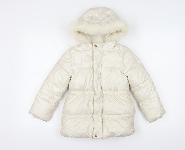 Marks & Spencer Girls White Puffer Jacket 7 Years, Winter Style