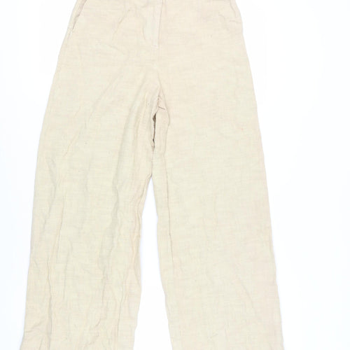 Zara Women's Beige Wide-Leg Trousers XS