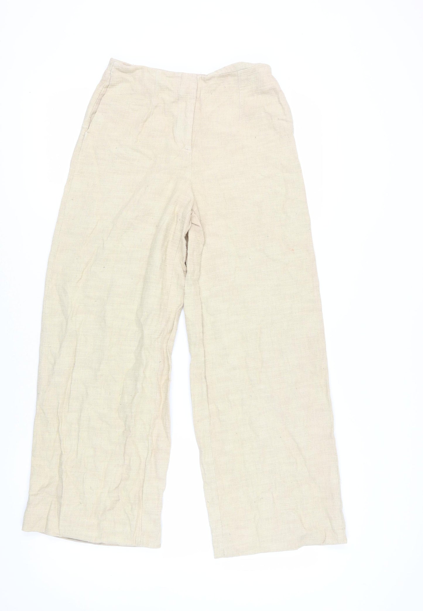 Zara Women's Beige Wide-Leg Trousers XS