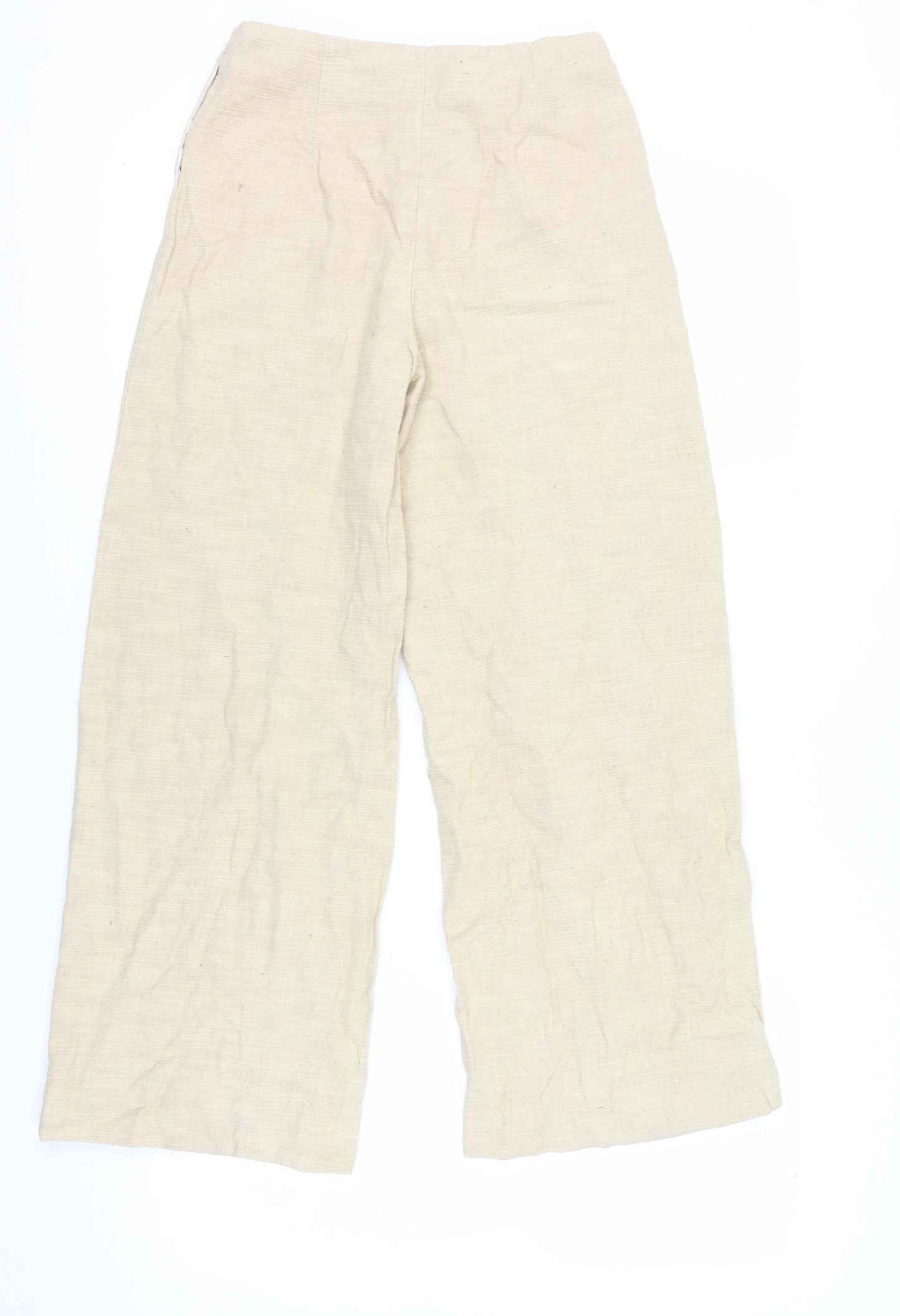 Zara Women's Beige Wide-Leg Trousers XS