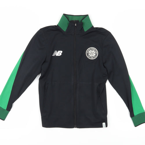 New Balance Boys Sweatshirt, Black and Green, 9-10 Years, Full Zip