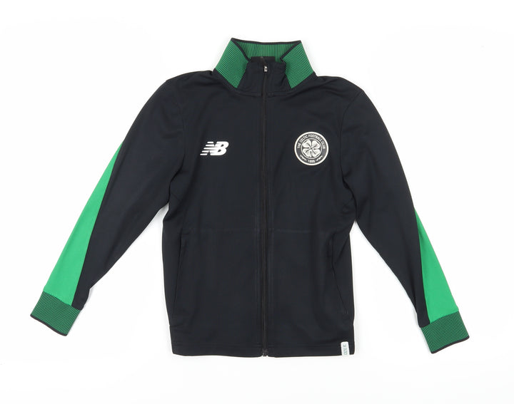 New Balance Boys Sweatshirt, Black and Green, 9-10 Years, Full Zip
