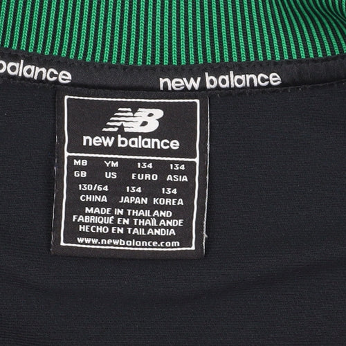 New Balance Boys Sweatshirt, Black and Green, 9-10 Years, Full Zip