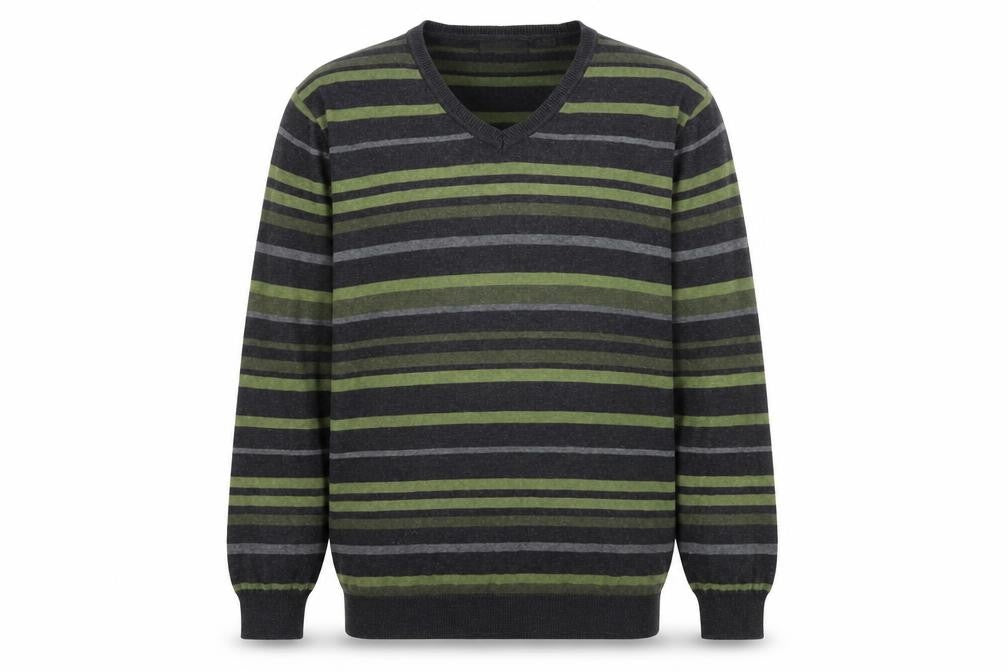 Front view of Claiborne Men's Green Striped jumper L