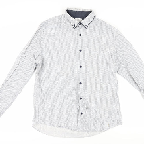 Next Men’s White Long Sleeve Geometric Shirt - Large