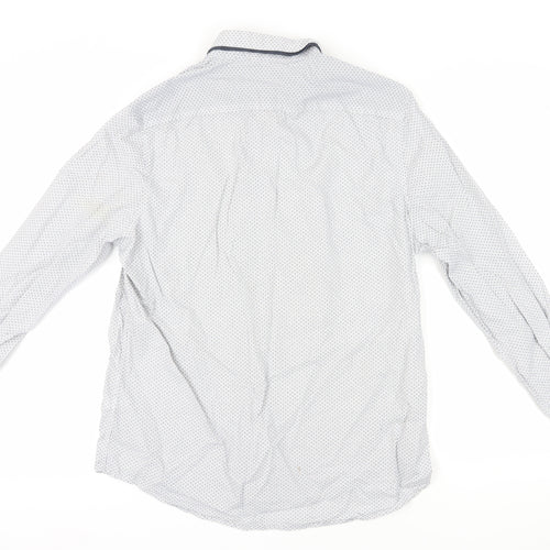 Next Men’s White Long Sleeve Geometric Shirt - Large