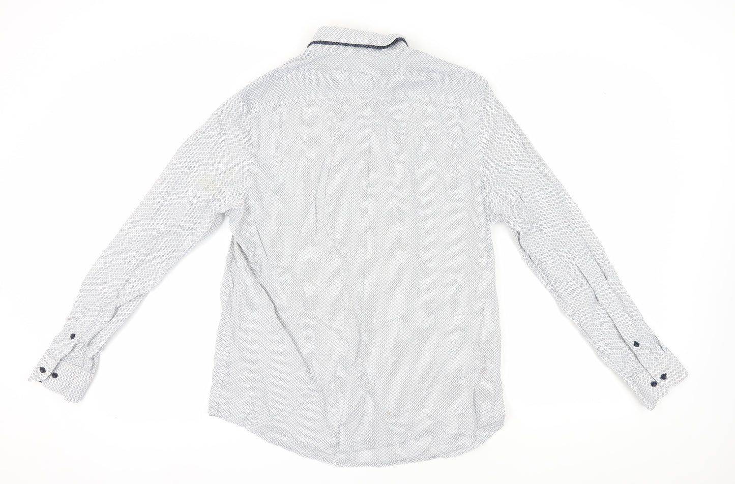 Next Men’s White Long Sleeve Geometric Shirt - Large