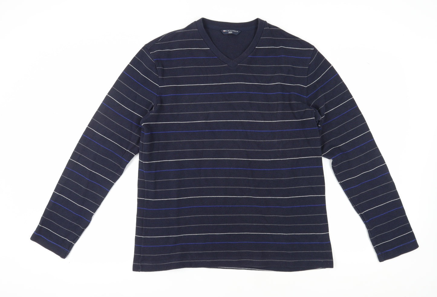 Marks and Spencer Men's Blue Striped Sweatshirt L