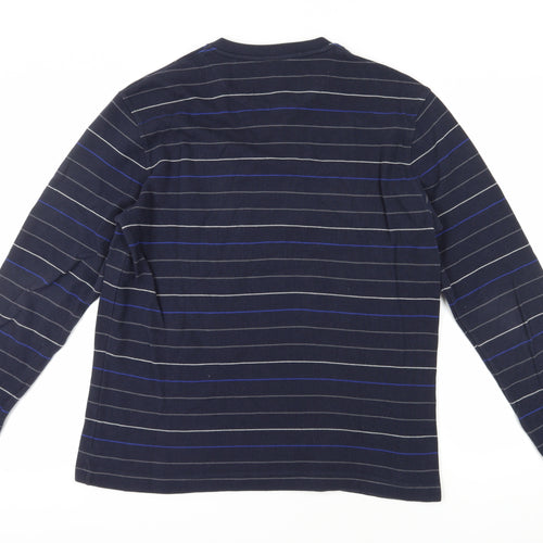 Marks and Spencer Men's Blue Striped Sweatshirt L