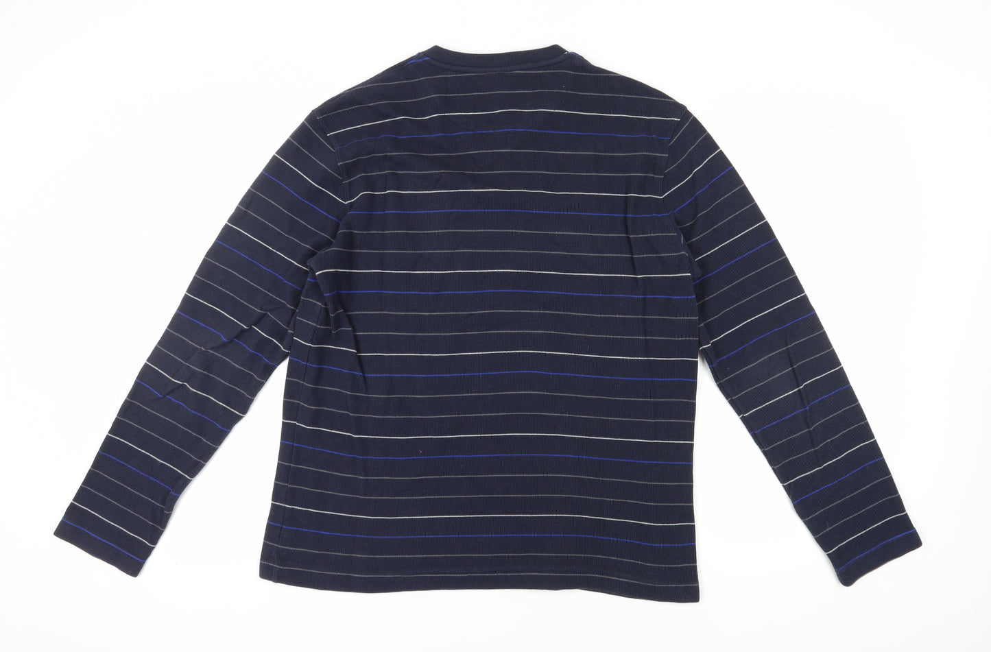 Marks and Spencer Men's Blue Striped Sweatshirt L
