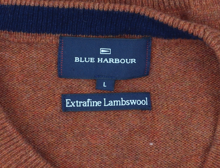 Blue Harbour Men's Orange Wool Pullover Jumper L