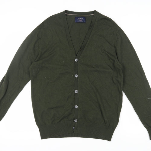 Charles Tyrwhitt Green Wool Cardigan, Men's L, V-Neck