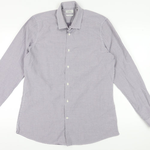 Next Men's Purple Check Dress Shirt 16.5 Collar