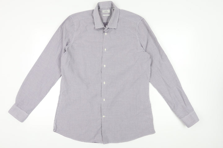 Next Men's Purple Check Dress Shirt 16.5 Collar