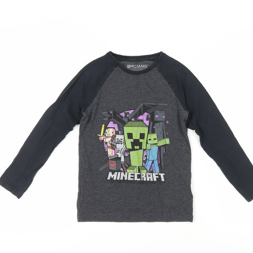 Next Boys Minecraft Grey Black Long Sleeve T-Shirt 8 Years
