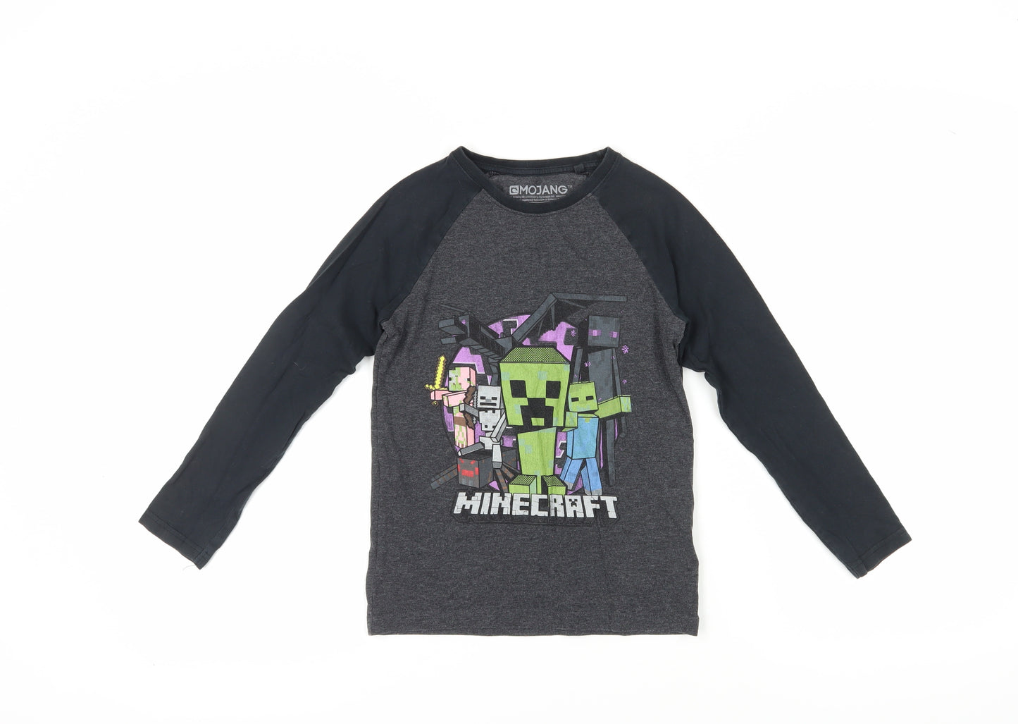 Next Boys Minecraft Grey Black Long Sleeve T-Shirt 8 Years