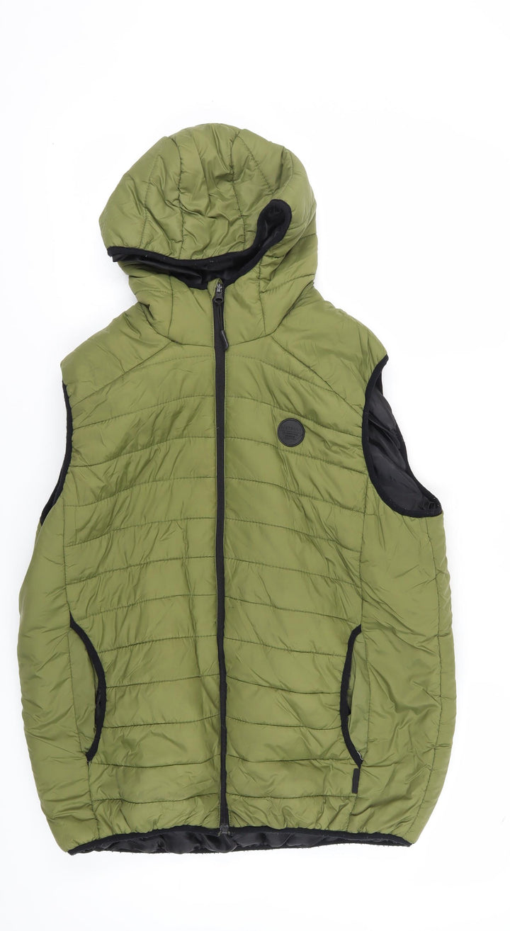 D/Struct Men's Green Puffer Jacket, L, Hooded & Lightweight