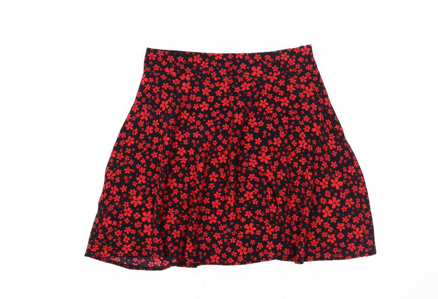 New Look Girls Black & Red Floral Skater Skirt 11 Years