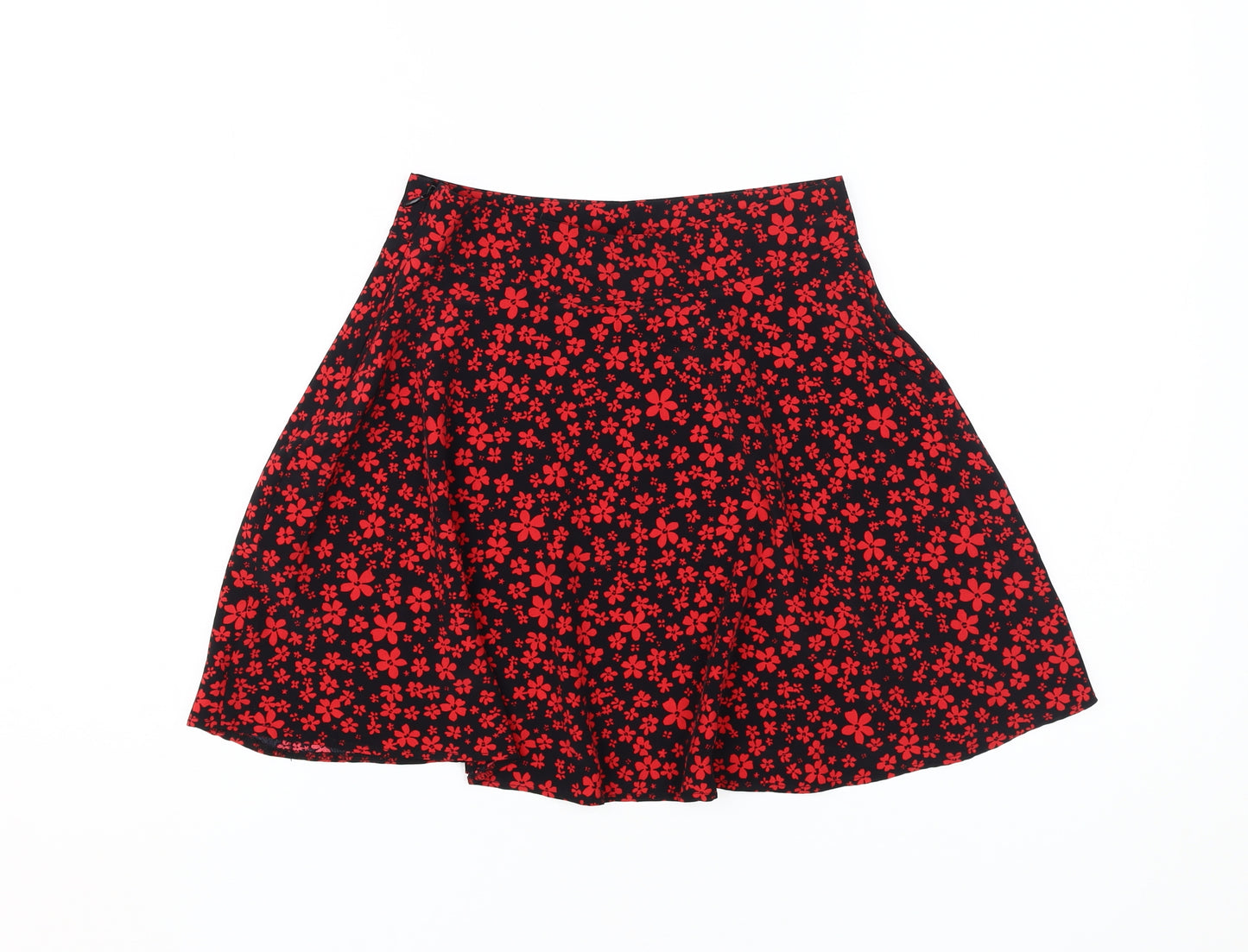 New Look Girls Black & Red Floral Skater Skirt 11 Years