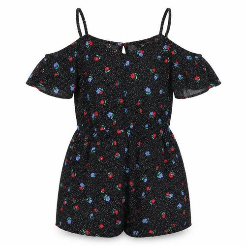 New Look Girls Black Floral Playsuit, Size 146