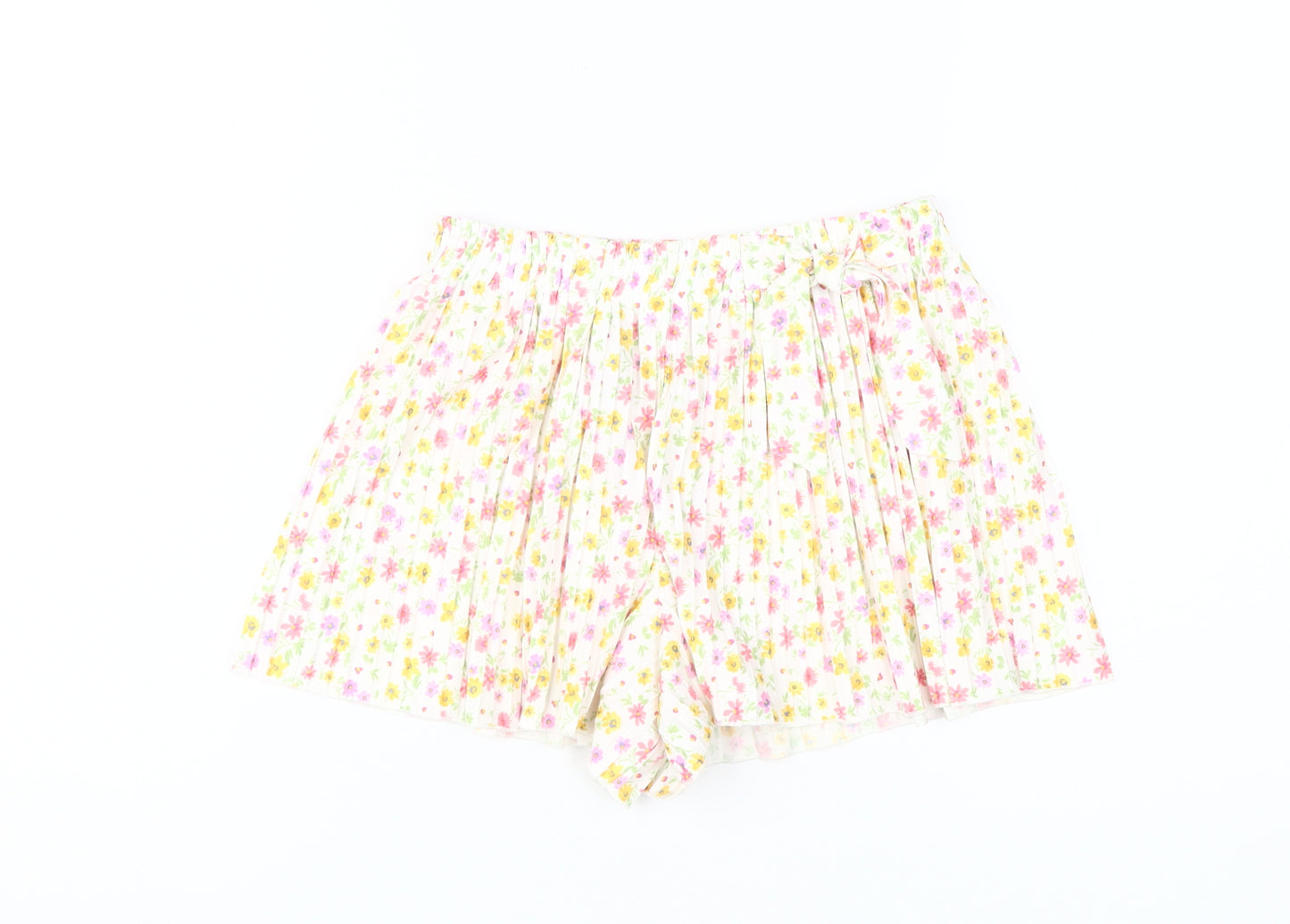 Zara Girls' Floral Shorts, Multicoloured, Size 11-12, Pleated